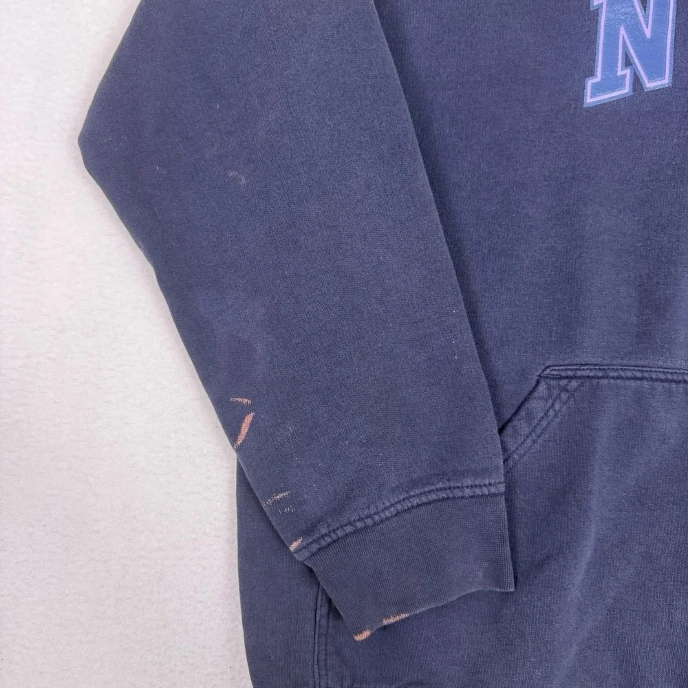 Vintage Nike Hoodie XXL Navy Blue Spell Out Center Swoosh Distressed 90s Y2K‎